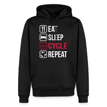 Eat Sleep Cycle Repeat - Männer Premium Bio Hoodie - Schwarz - Vorne - Nico (187cm)