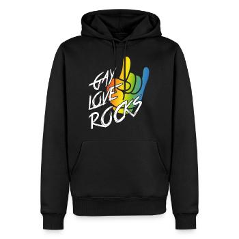 Schwule Liebe rockt - Männer Premium Bio Hoodie - Schwarz - Vorne - Nico (187cm)