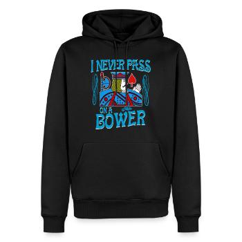 Euchre Ich gebe niemals eine Laubkarte weiter, die T spielt - Männer Premium Bio Hoodie - Schwarz - Vorne - Nico (187cm)