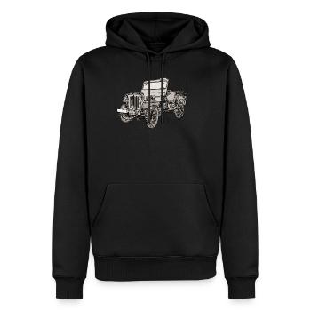 Willys Jeep Zeichnung - Männer Premium Bio Hoodie - Schwarz - Vorne - Nico (187cm)