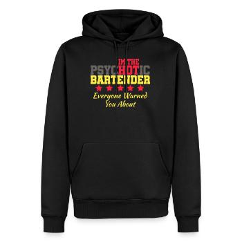 Der psychotische Barkeeper Shots Party Alcohol vertraut mir - Männer Premium Bio Hoodie - Schwarz - Vorne - Nico (187cm)