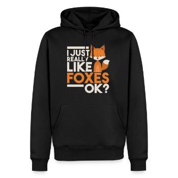 J'aime vraiment les renards Ok TShirt - Sweat à capuche Premium bio Homme - noir - Devant - Nico (187cm)
