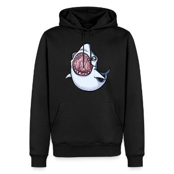 Smiley-Hai - Männer Premium Bio Hoodie - Schwarz - Vorne - Nico (187cm)