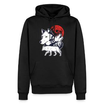 3 Alpha Wolves Blancs Hurlant à la Lune Rouge - Sweat à capuche Premium bio Homme - noir - Devant - Nico (187cm)