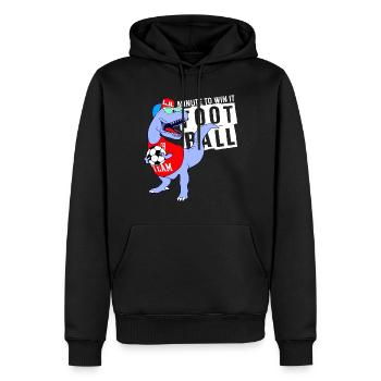 Fußball T-Rex Dinosaurier - Männer Premium Bio Hoodie - Schwarz - Vorne - Nico (187cm)