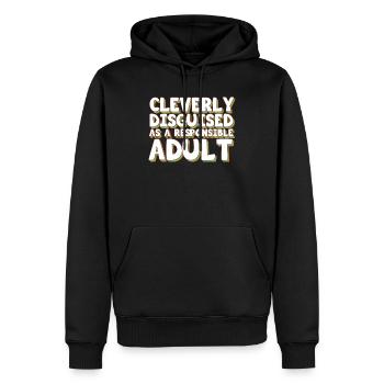 Funny Disguise T-Shirt Design CLEVERLY DISGUISED - Männer Premium Bio Hoodie - Schwarz - Vorne - Nico (187cm)