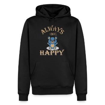 Glücklich Teddybär Laune Optimist Sonnenschein - Männer Premium Bio Hoodie - Schwarz - Vorne - Nico (187cm)