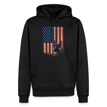 American Flag German Shepherd T Shirt Patriotic 4th Of July - Men’s Premium Organic Hoodie - black - Front - Nico (187cm)