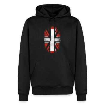 Drapeau Suisse Suisse - Swiss et UK Pride - Sweat à capuche Premium bio Homme - noir - Devant - Nico (187cm)