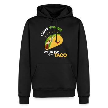 J’aime les légumes sur le dessus de mon taco - Sweat à capuche Premium bio Homme - noir - Devant - Nico (187cm)