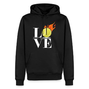 Tennis LOVE Amour Sport Tennis - Sweat à capuche Premium bio Homme - noir - Devant - Nico (187cm)