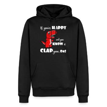 Happy Clap Your Short Arms Dinosaur - Men’s Premium Organic Hoodie - black - Front - Nico (187cm)