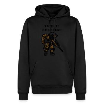 Tactical Dachshund Soldat Dackel Geschenk (0240) - Männer Premium Bio Hoodie - Schwarz - Vorne - Nico (187cm)