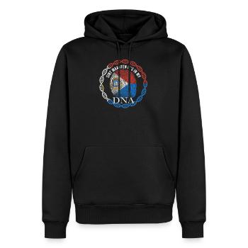Sint Maarten ist in meiner DNA - Männer Premium Bio Hoodie - Schwarz - Vorne - Nico (187cm)