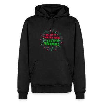 Frohe Weihnachten Ya schmutziges Tierlustige Stimmung - Männer Premium Bio Hoodie - Schwarz - Vorne - Nico (187cm)