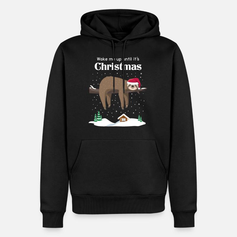 Faultier Weihnachten - Männer Premium Bio Hoodie - Schwarz