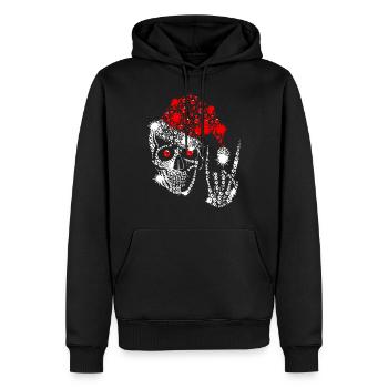 Chemise crâne de Noël - Sweat à capuche Premium bio Homme - noir - Devant - Nico (187cm)