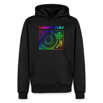 I AM A VINYL DJ - Männer Premium Bio Hoodie - Schwarz - Vorne - Nico (187cm)
