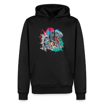 Dinosaurier T-Rex - Männer Premium Bio Hoodie - Schwarz - Vorne - Nico (187cm)