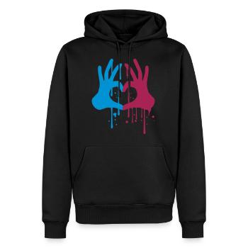 graffiti tropfen spray farbe 2 haende paar team ha - Männer Premium Bio Hoodie - Schwarz - Vorne - Nico (187cm)