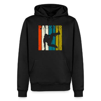 Parkour Shirt Vintage T-shirt Course Gratuit - Sweat à capuche Premium bio Homme - noir - Devant - Nico (187cm)