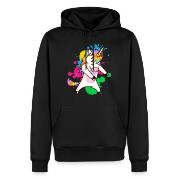 Floss Dance Unicorn - Men’s Premium Organic Hoodie - black - Front - Nico (187cm)