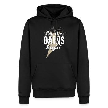 Lassen Sie die Gewinne lustige Übung beginnen - Männer Premium Bio Hoodie - Schwarz - Vorne - Nico (187cm)
