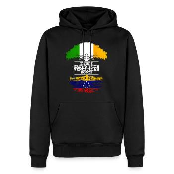 Iren mit venezolanischen Wurzeln gewachsen - Männer Premium Bio Hoodie - Schwarz - Vorne - Nico (187cm)