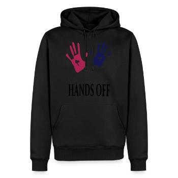 Hände weg - Männer Premium Bio Hoodie - Schwarz - Vorne - Nico (187cm)