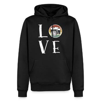 Photographe photographe prenant un cadeau photographique - Sweat à capuche Premium bio Homme - noir - Devant - Nico (187cm)