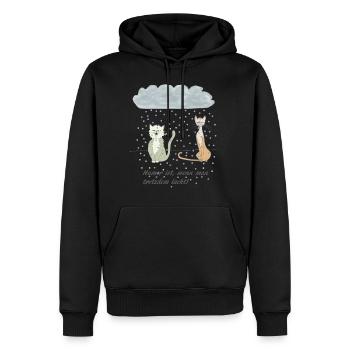 Humor is, ..., cats, wisdom, saying, - Men’s Premium Organic Hoodie - black - Front - Nico (187cm)