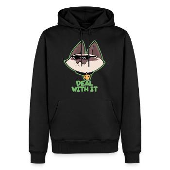 Katze Deal With It - Männer Premium Bio Hoodie - Schwarz - Vorne - Nico (187cm)