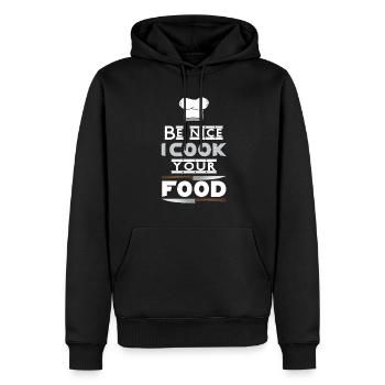 Be nice I cook your food chef gift - Men’s Premium Organic Hoodie - black - Front - Nico (187cm)