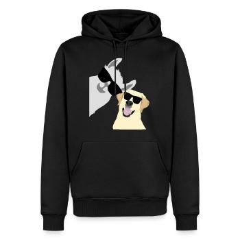 Lama Alpaca Labrador Golden Retriever - Men’s Premium Organic Hoodie - black - Front - Nico (187cm)