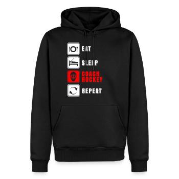 Entraîneur de t-shirt "Répéter le hockey" - Sweat à capuche Premium bio Homme - noir - Devant - Nico (187cm)