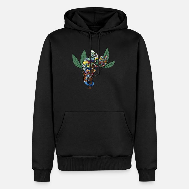 Caméléon cool avec bande dessinée - Sweat à capuche Premium bio Homme - noir