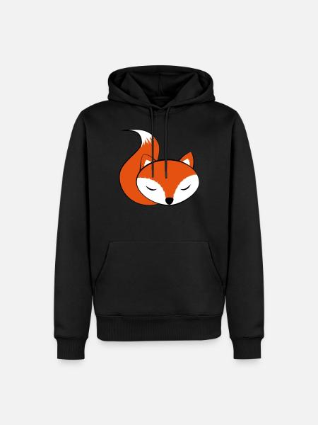 schlafender FoxiFuchs - Männer Premium Bio Hoodie - Schwarz
