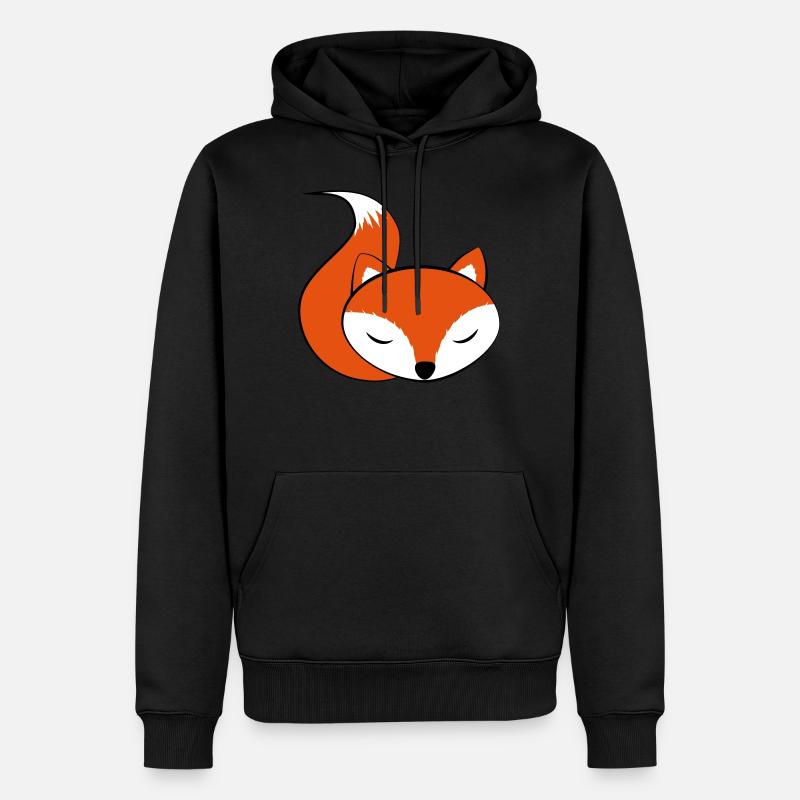 schlafender FoxiFuchs - Männer Premium Bio Hoodie - Schwarz