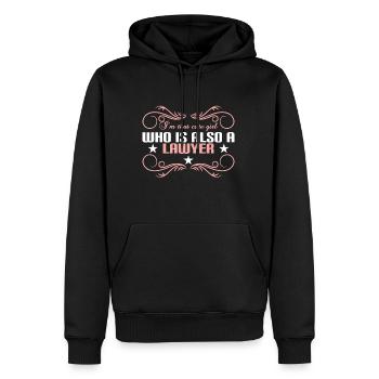 "Ich bin das niedliche Mädchen, das auch ein - Männer Premium Bio Hoodie - Schwarz - Vorne - Nico (187cm)