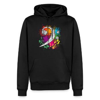 Bass Clef - Bassschlüssel - Farbkleckse - Männer Premium Bio Hoodie - Schwarz - Vorne - Nico (187cm)