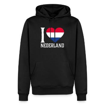 J'adore le cadeau Nederland - Sweat à capuche Premium bio Homme - noir - Devant - Nico (187cm)