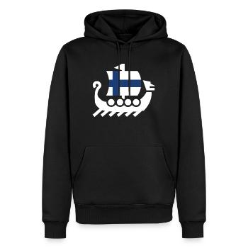 Finlande couleurs pays Drakkar bateau cadeau - Sweat à capuche Premium bio Homme - noir - Devant - Nico (187cm)