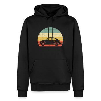 Voiture vintage cadeau vintage - Sweat à capuche Premium bio Homme - noir - Devant - Nico (187cm)