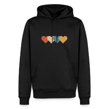 Cadeau vintage coeur d'amour - Sweat à capuche Premium bio Homme - noir - Devant - Nico (187cm)