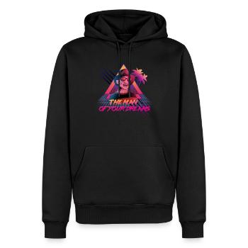 L'homme de tes rêves - Sweat à capuche Premium bio Homme - noir - Devant - Nico (187cm)