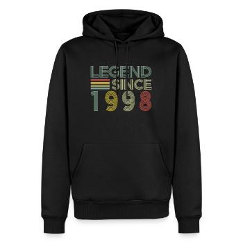 Légende depuis avril 1998 cadeau - Sweat à capuche Premium bio Homme - noir - Devant - Nico (187cm)