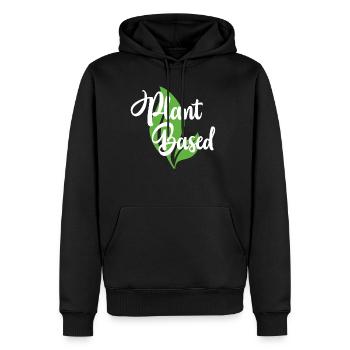 Plant Based Felischfrei Gesund Geschenk - Männer Premium Bio Hoodie - Schwarz - Vorne - Nico (187cm)
