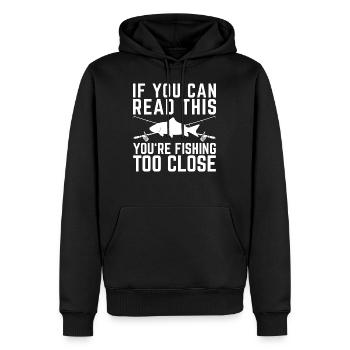 Drôle pêcheur disant cadeau d'ange - Sweat à capuche Premium bio Homme - noir - Devant - Nico (187cm)