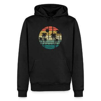Vintage Retro Strand Surfen Sommer Palmen Meer - Männer Premium Bio Hoodie - Schwarz - Vorne - Nico (187cm)