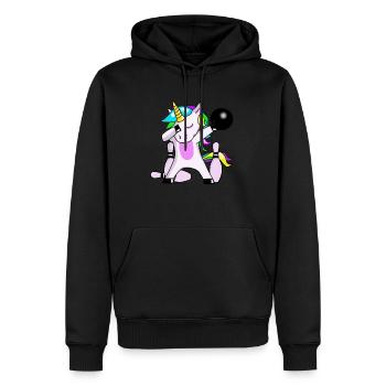 Bowling Unicorn Dabbing Einhorn cône - Sweat à capuche Premium bio Homme - noir - Devant - Nico (187cm)